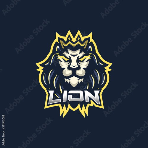 Lion esport gaming mascot logo template for streamer team. esport logo design with modern illustration concept style for badge, emblem and tshirt printing