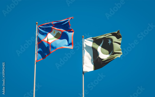 Beautiful national state flags of Sint Eustatius and Pakistan.