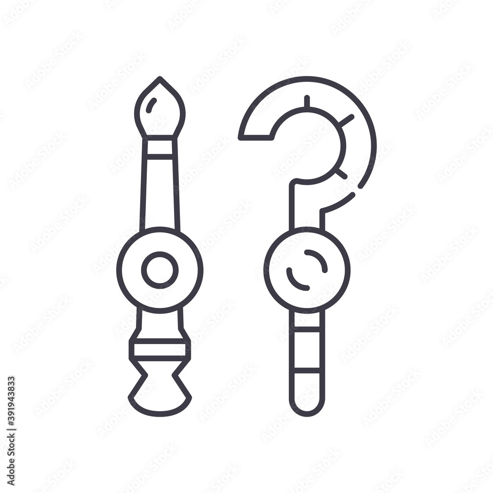 Magic wand icon, linear isolated illustration, thin line vector, web design sign, outline concept symbol with editable stroke on white background. Magic wand icon, linear isolated illustration, thin line vector, web design sign, outline concept symbol with editable stroke on white background.