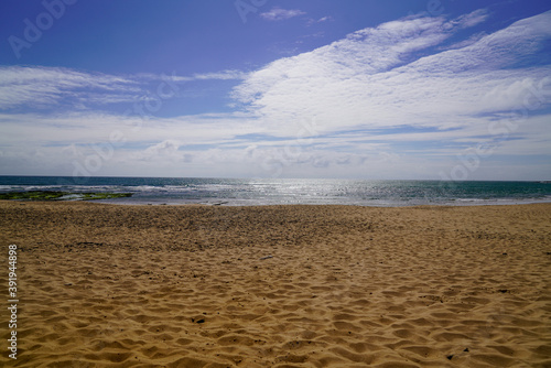 Sand beach landscape in isle Noirmoutier on Atlantic coast of France