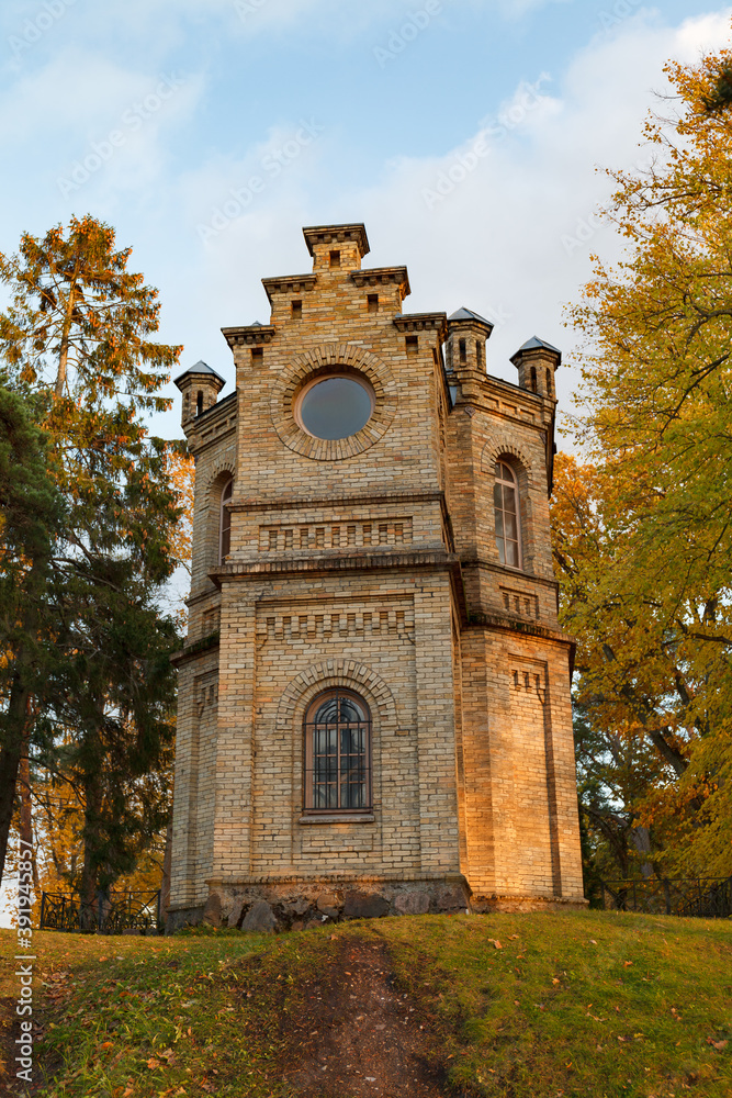 Chapel on old cemetery near Pirita river. Tallinn, Estonia