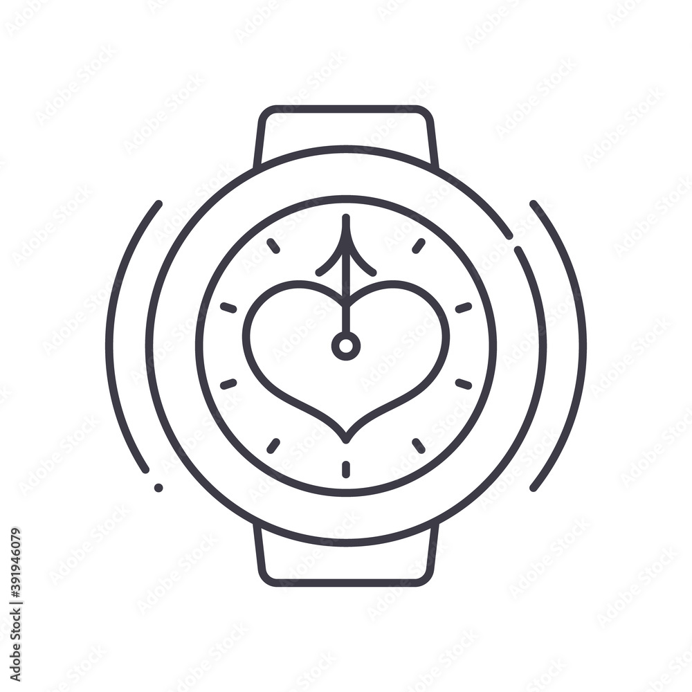 Lovely time icon, linear isolated illustration, thin line vector, web design sign, outline concept symbol with editable stroke on white background. Lovely time icon, linear isolated illustration, thin line vector, web design sign, outline concept symbol with editable stroke on white background.