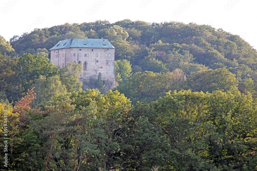 Houska Castle is an early Gothic castle. It is one of the best preserved castles of the period.