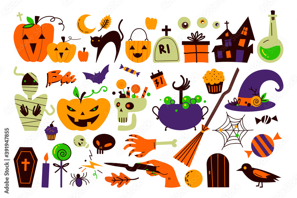 Halloween holiday doodle set Halloween holiday doodle set