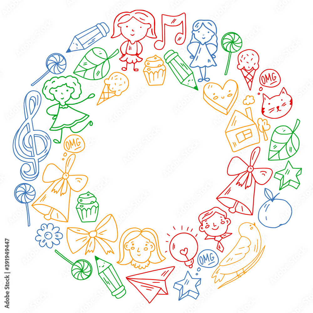 Vector pattern with items for school. Online internet education, e-learning. Vector pattern with items for school. Online internet education, e-learning.