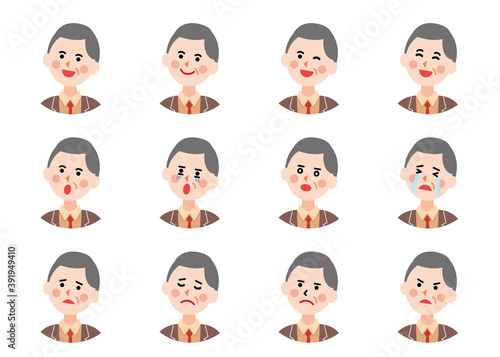 丸アイコン_高齢のおじいさん　（主線なしフラット）