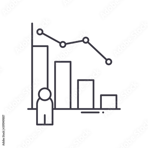 Loss of customers icon, linear isolated illustration, thin line vector, web design sign, outline concept symbol with editable stroke on white background.