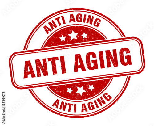 anti aging stamp. anti aging label. round grunge sign