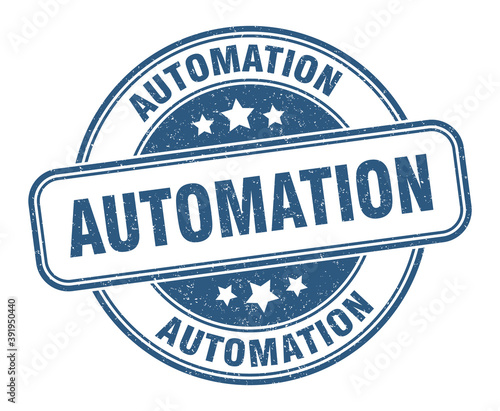 automation stamp. automation label. round grunge sign
