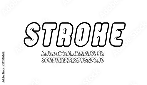 Lucky black font, alphabet in the cartoon style, rounded letters and numbers for you design, vector illustration 10 EPS