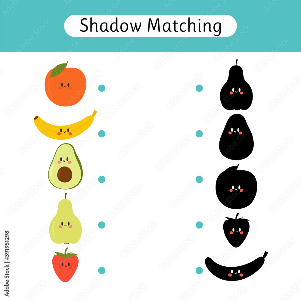 Shadow matching game for kids. Find the correct shadow. Kids activity ...