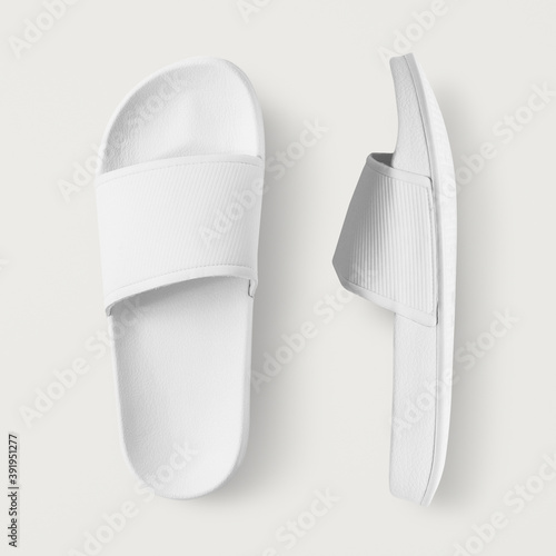 White slide sandal summer slippers photo
