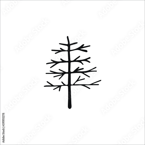 Wallpaper Mural Doodle tree. Hand-drawn single element isolated on white background. Vector. Torontodigital.ca