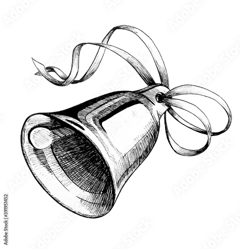 bell with ribbon drawing graphics