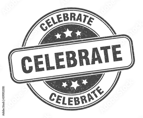 celebrate stamp. celebrate label. round grunge sign