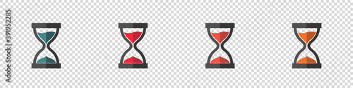 Hourglass, Sandglass Icon Set - Different Vector Illustrations - Isolated On Transparent Background