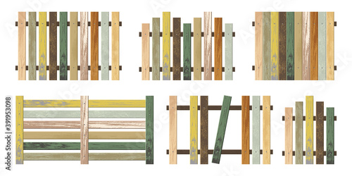 Different shapes of wooden fence