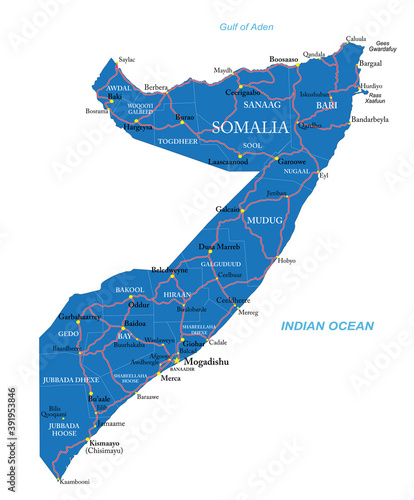 Somalia political map photo