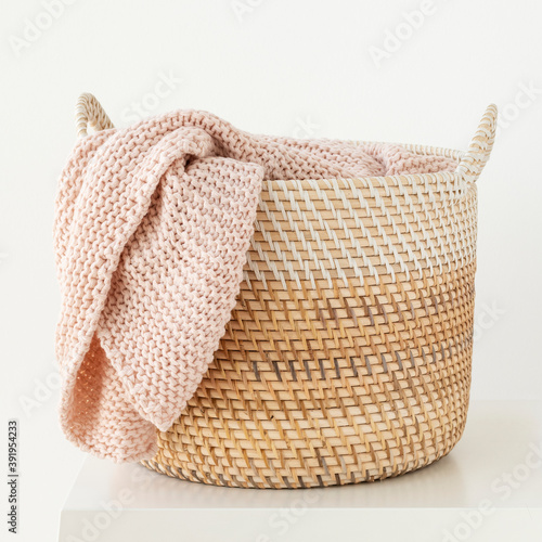 Принти на полотні Brown wicker laundry basket design element