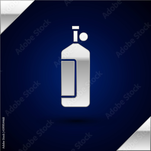 Silver Aqualung icon isolated on dark blue background. Oxygen tank for diver. Diving equipment. Extreme sport. Diving underwater equipment. Vector.