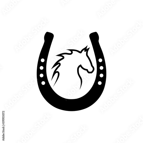 Fotografie, Obraz Horse in a horseshoe icon isolated on white background