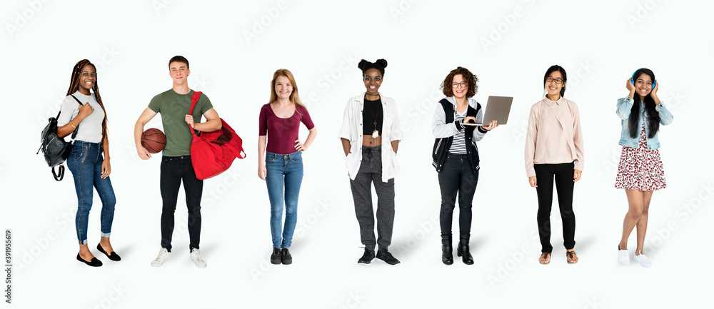 Obraz premium Diverse students mockup collection