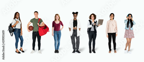 Diverse students mockup collection