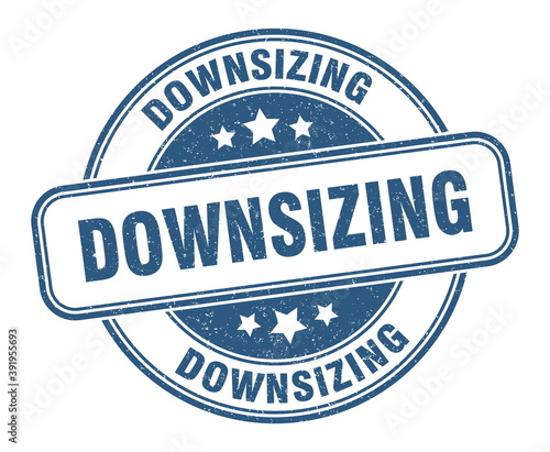 downsizing stamp. downsizing label. round grunge sign