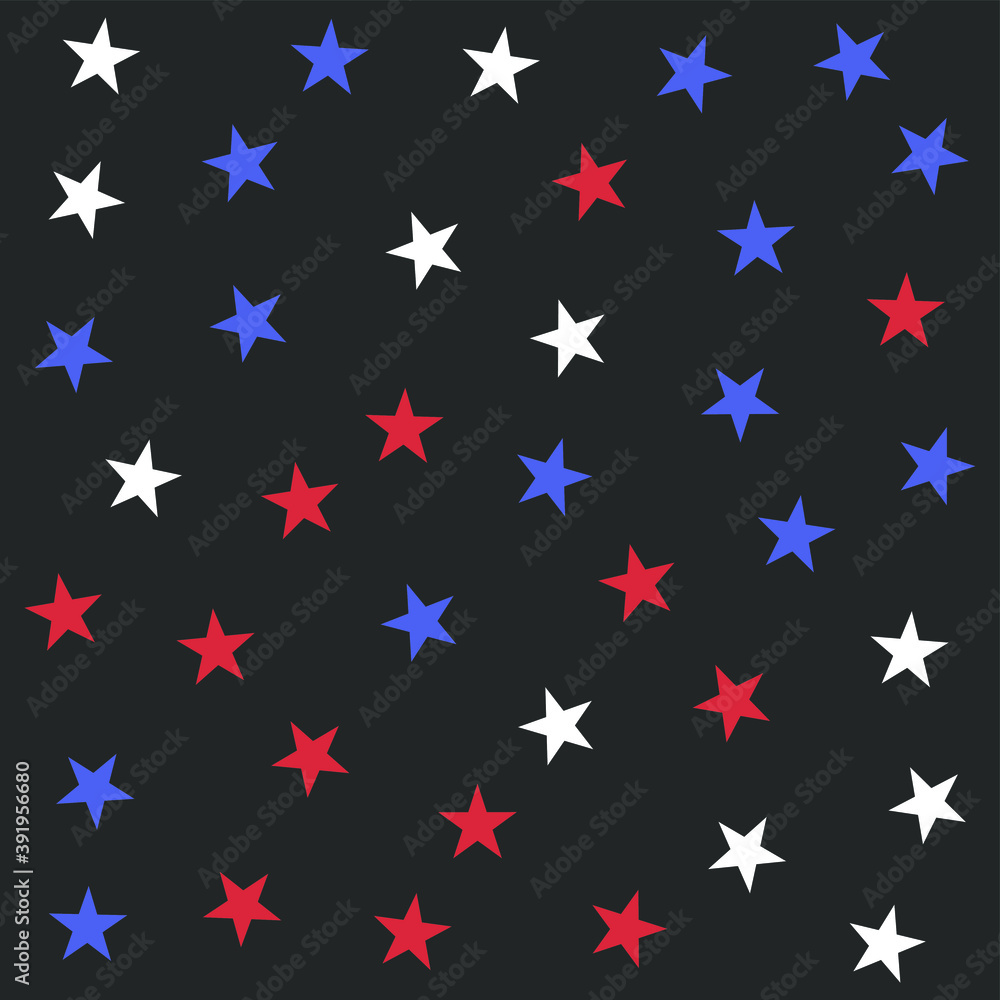 Seamless vector cosmic pattern with chaotical star shape elements. Five angled stars background. Flat night sky wallpaper. For design, fabric, textile, cover. Seamless vector cosmic pattern with chaotical star shape elements. Five angled stars background. Flat night sky wallpaper. For design, fabric, textile, cover.