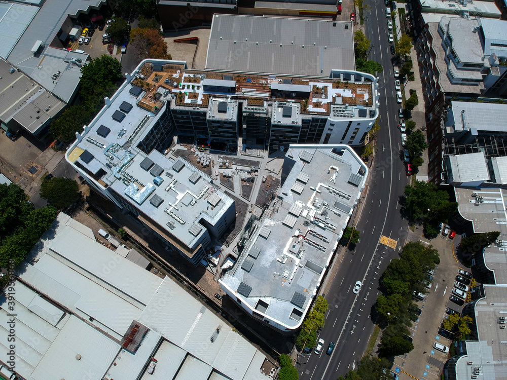 Panoramic Aerial View of an Apartment block in Sydney NSW Australia under construction