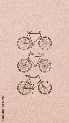 Vintage bicycles set poster
