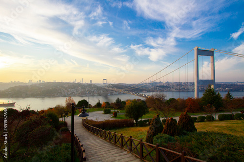 Fatih Sultan Mehmet Bridge is a suspension bridge located between Kavacık and Hisarüstü districts in the city of Istanbul, connecting the Asian and European continents for the second time. photo