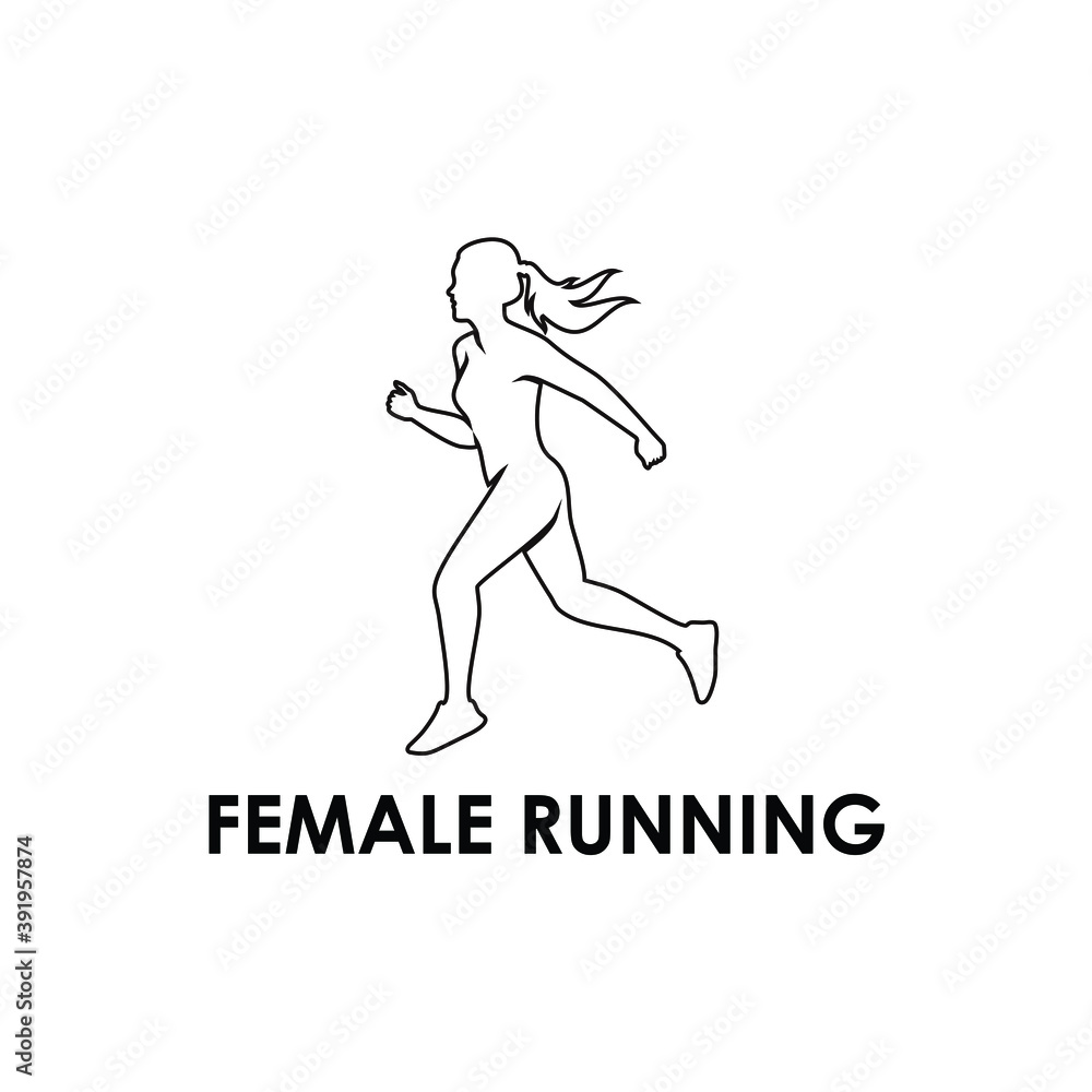 Illustration silhouete vector female run sport healthy life logo design