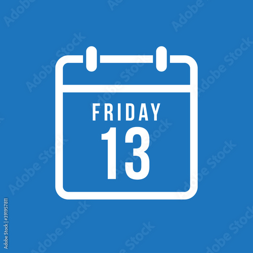 Vector icon day page calendar, date Friday 13