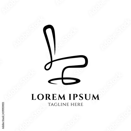 Chair furniture logo, simple luxury line art logo style black color