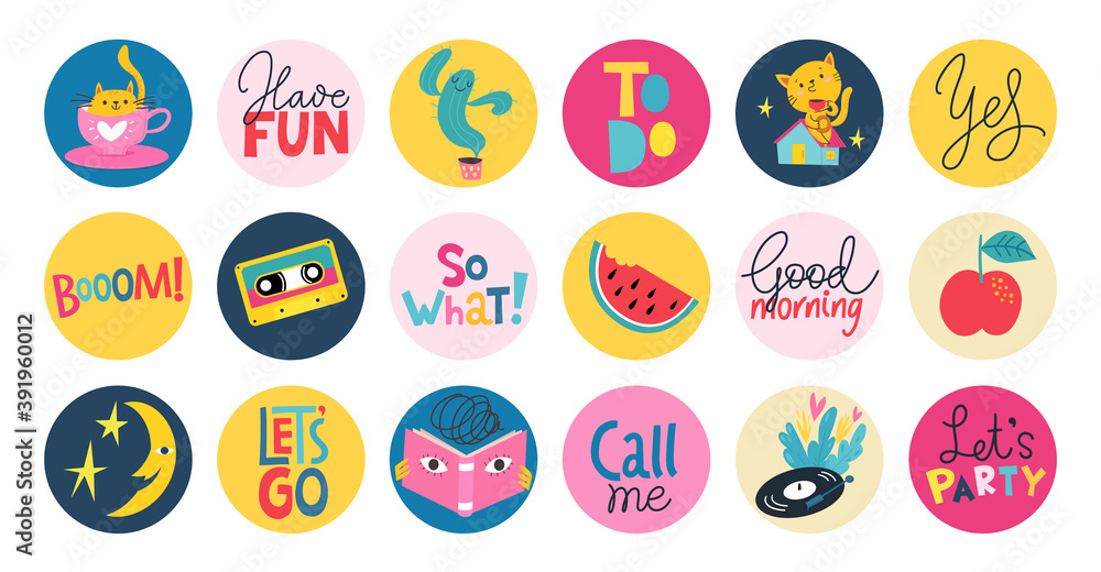 Various highlights and story icons for social media Various highlights and story icons for social media