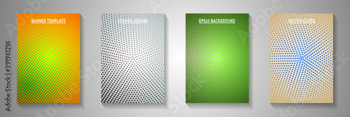 Grunge dot screen tone gradation front page templates vector series. Medical notebook faded screen 