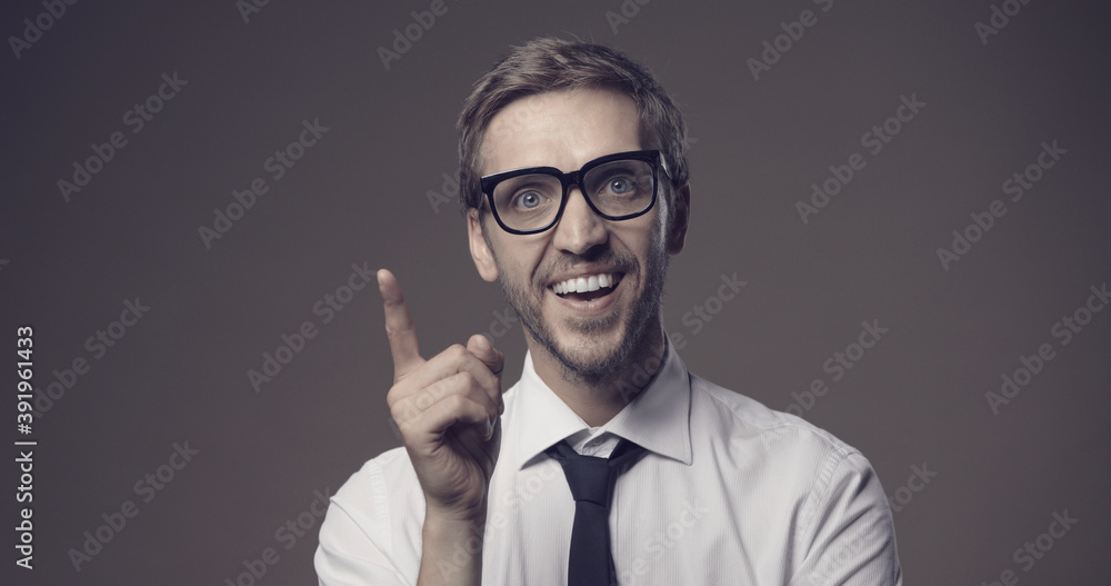 Smart businessman having a great idea