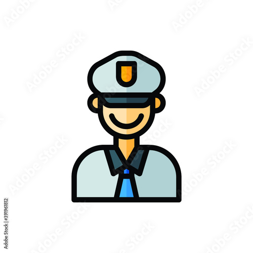 Pilot, Airman Icon Logo Illustration Vector Isolated. Avatar, Character, and Profession Icon-Set. Suitable for Web Design, Logo, App, and UI. Editable Stroke and Pixel Perfect. EPS 10.