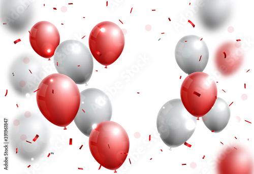 Celebrations banner with red and silver balloon
