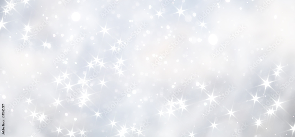 blue snowfall bokeh background, abstract snowflake background on blurred abstract blue