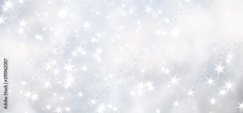 blue snowfall bokeh background, abstract snowflake background on blurred abstract blue