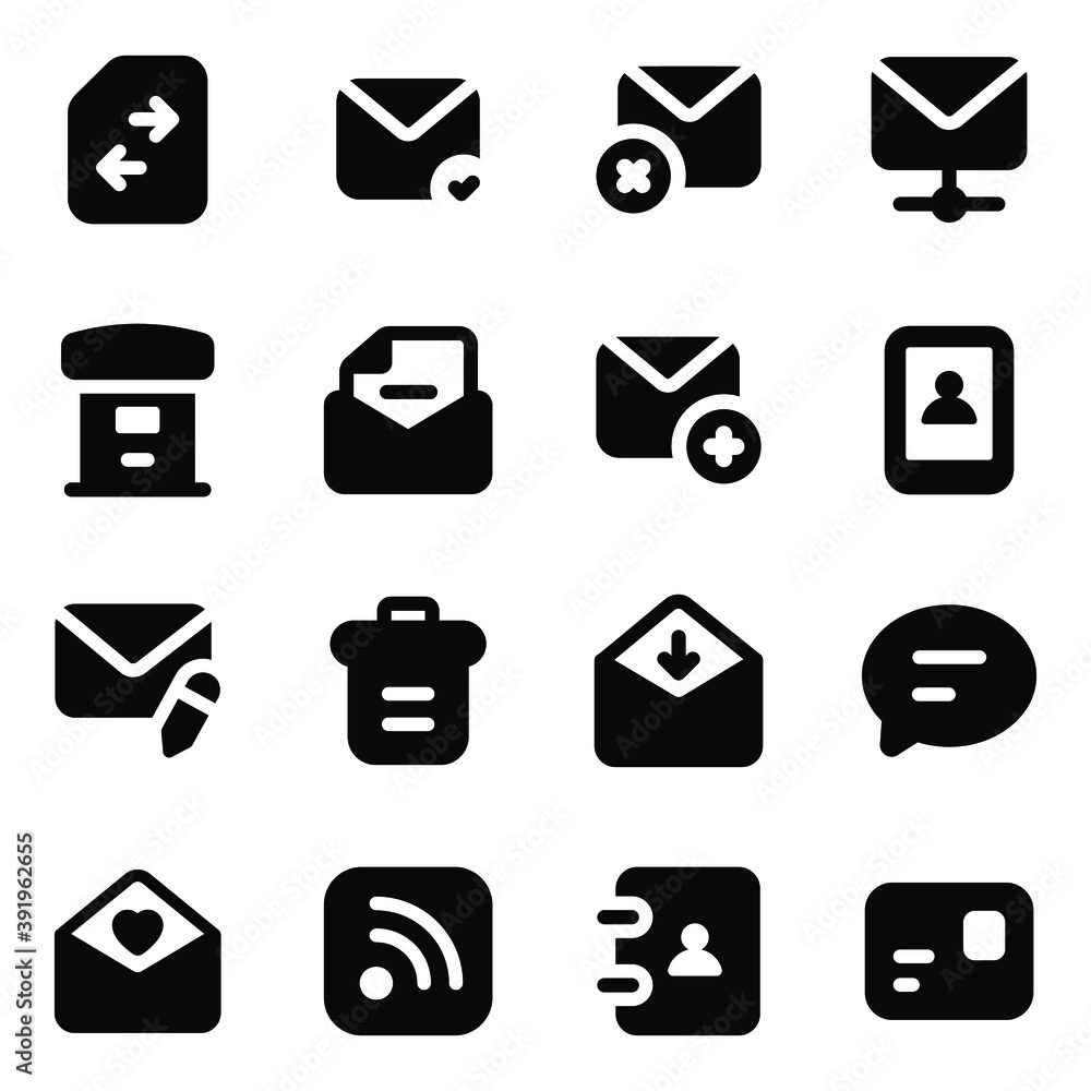 Set of Postal Services Solid Icons
Set of Postal Services Solid Icons