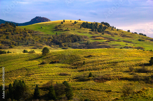 Pieniny mountains in autumn, Slovakia. View towards east from Lesnicke sedlo to mount Wysoka. photo