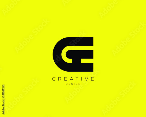 Creative and Minimalist Letter GE Logo Design Using letters G and E , GE Monogram