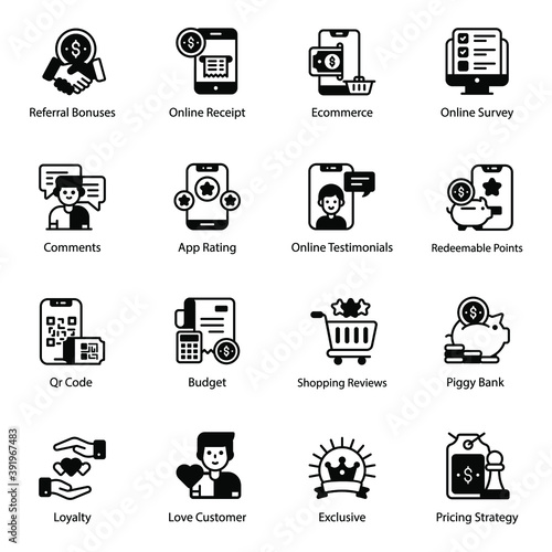 
Customer Reviews and Feedback Solid Icons Pack 
