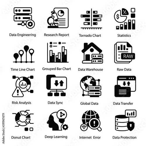 
Business and Infographic Data Solid Icons Set 
