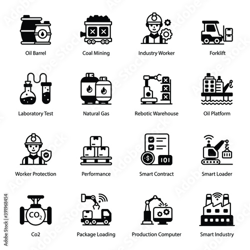 
Pack of Factory and Smart Industry Solid Icons
