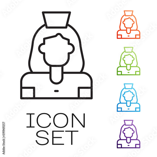 Black line Cleaning lady service icon isolated on white background. Set icons colorful. Vector.