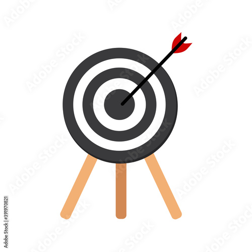 The arrow presses the target button., Focusing on goals, success, successful investment, successful business strategy, targeted investment strategies, icon illustrations and vector